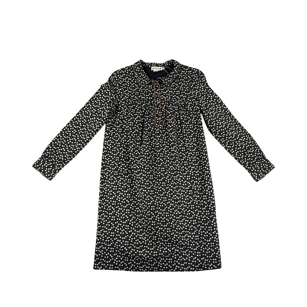 NWT Bonpoint Girls 14A Dorothee Cherry Print Dress Black Long Sleeve Cotton